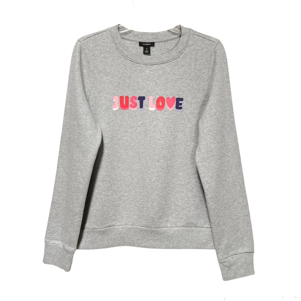 Halogen Just Love Graphic Gray Sweatshirt